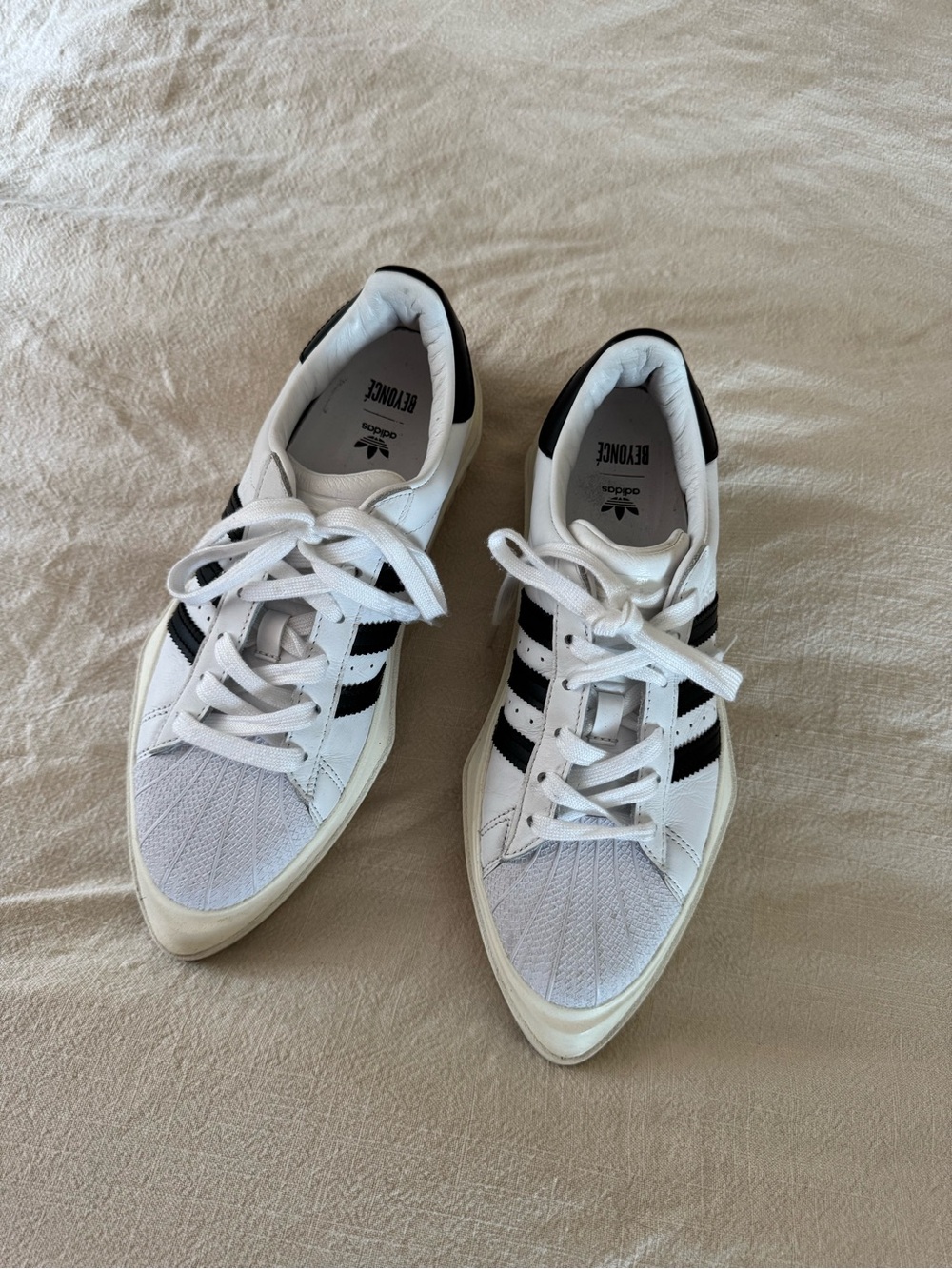 Adidas x Beyoncé Superstar Platform  White and Black Low-Top Trainers